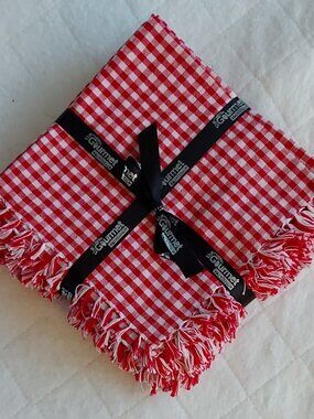 Set of 6 Red Gingham Checked Napkins 100% cotton, NEW